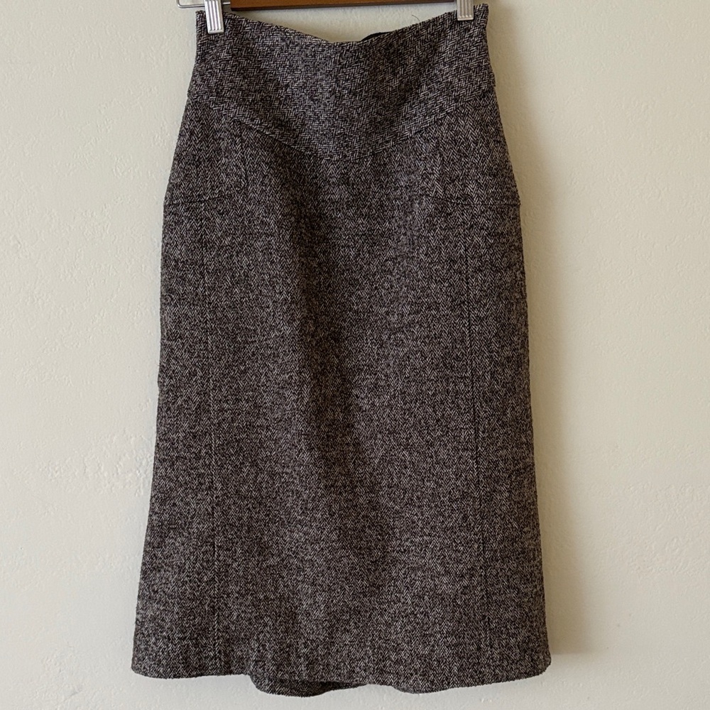 Brunello Cucinelli Gray Tweed Midi Pencil Skirt